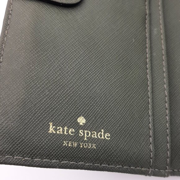 Kate Spade Olive Green & Gold Tone Leather Full Size Bifold Wallet - Picture 11 of 16